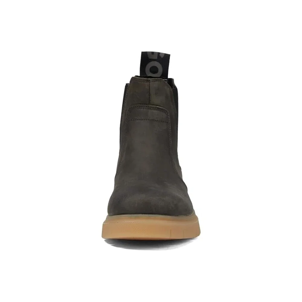 Hugo Boss Ryan 50503922 Chelsea Boots Men 8 Gray Leather Round Toe Ankle JOBB857
